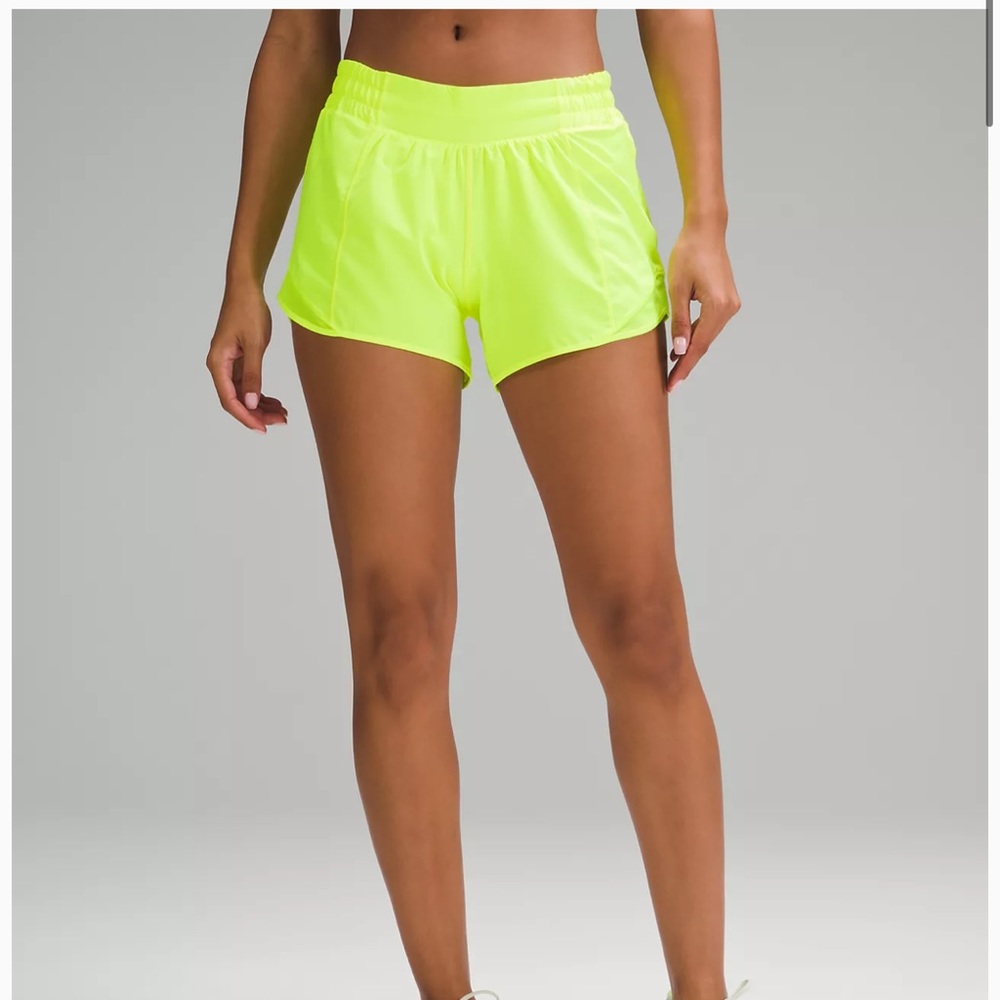 LULULEMON Neon Yellow Hotty Hot 4” Shorts
